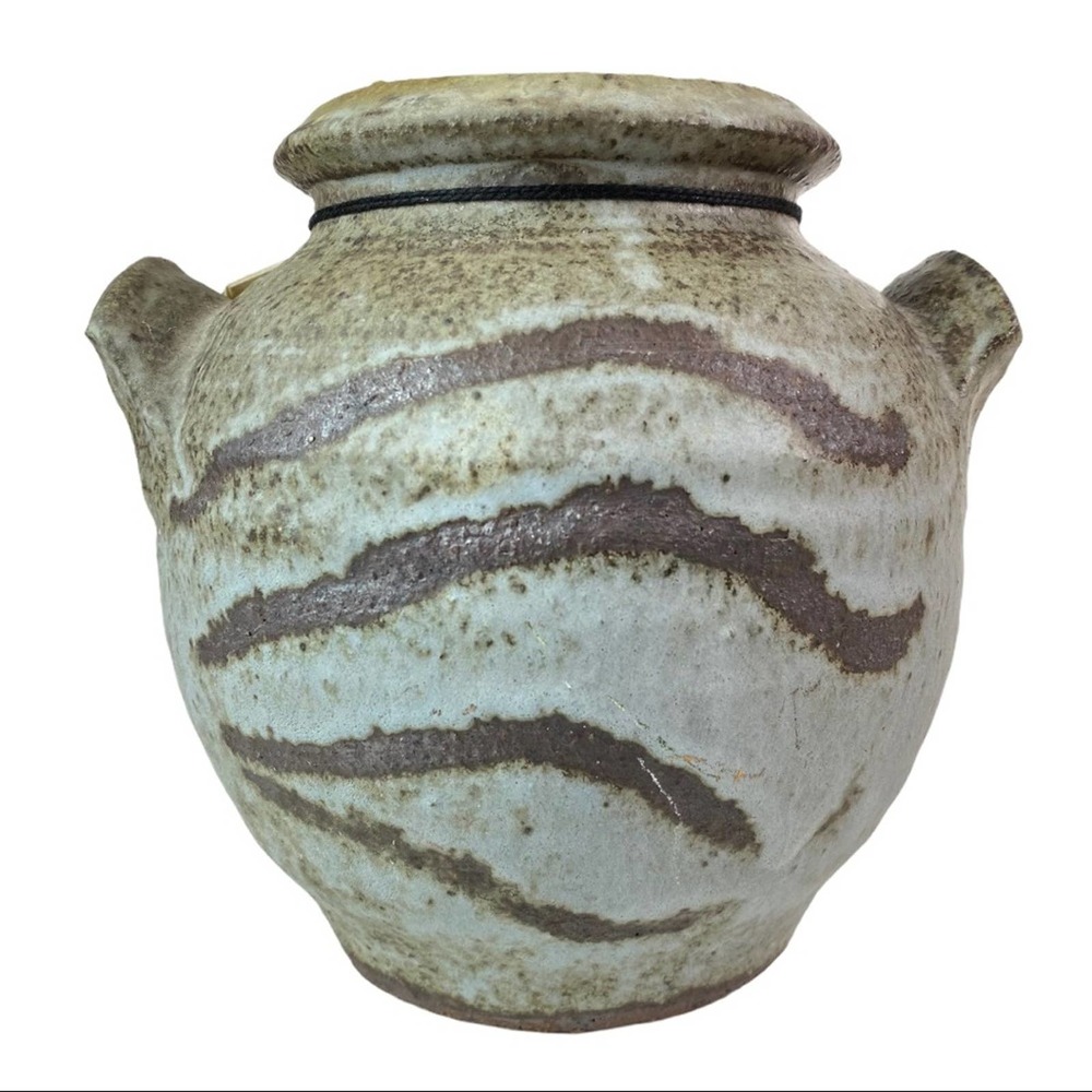 Handcrafted Ceramic Pottery Grey Brown Stripe